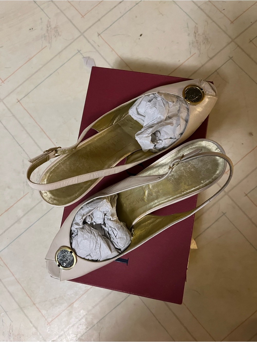 Bruno Magli Bone & Red Heeled Women's Shoes